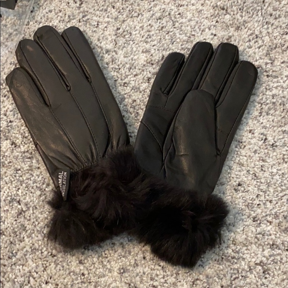 Alpine Swiss Gloves fur trim. Dark brown S